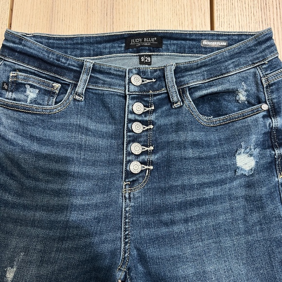 Judy Blue Trouser Flare Jeans Womens 9/29 Button Fly 70s Revival Coastal Cowgirl - Picture 5 of 17